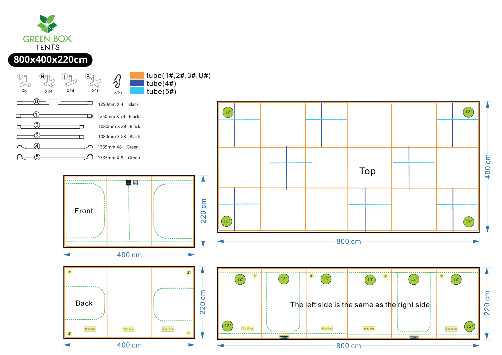 Green Box Tent 800cm x 400cm x 220cm (With Wood Crate) - Max Hydro