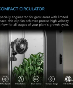 Alternative view of AC Infinity CLOUDRAY S4, Ultra-Compact Grow Tent Clip Fan 4” with Long-Life EC Motor, 10-Level Dynamic Fan Speeds, 10-Level Auto Oscillation, Specialized High-Velocity Circulation